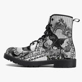 Gothic Raven Black and white Lace Up Combat Boots - Raven boots  (JPREG61)
